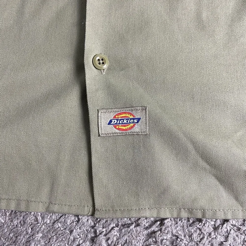 Dickies Work Shirt Mens Medium Long Sleeve Industrial Button Up Khaki Tan Chore
